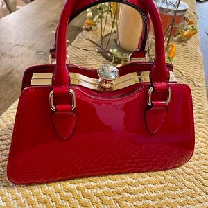 Elegant Red Patent Leather Handbag